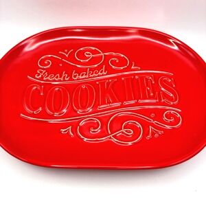 Hallmark Christmas FRESH BAKED COOKIES Plate Red Collectible Holiday 11 x 8 in